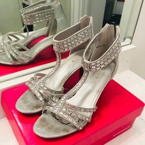 Silver glittery heels